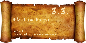 Bálind Barna névjegykártya