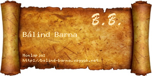 Bálind Barna névjegykártya